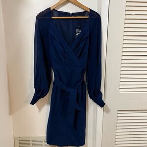 Badgley Mischka Navy blue wrap dress